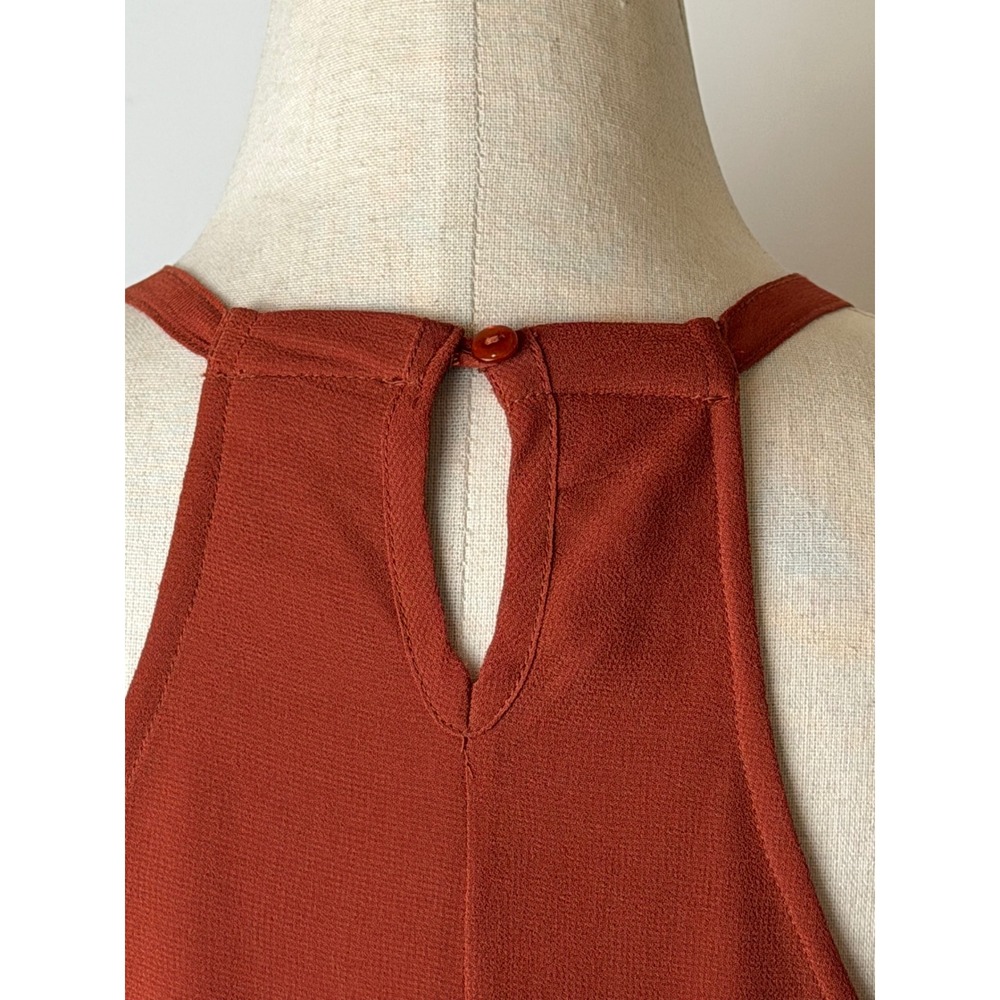 Forever 21 Dress Women Medium Orange Rust Beaded Embroidered Boho Halter Party - Picture 9 of 11